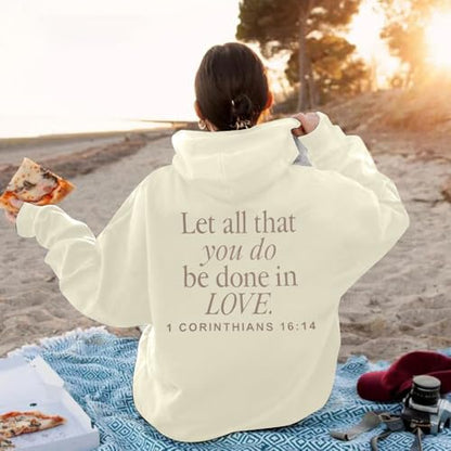 Christian Hoodies Women Jesus Hoodie Embroidered Faith Cross Sweatshirt - color: Apricot, size: X-Large