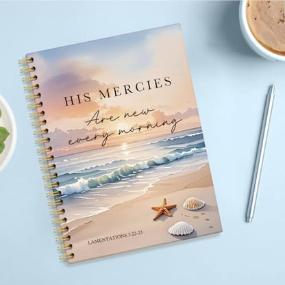 His Mercies Are New Spiral Notebook Christian Gifts for Women Sister - color: Multi & Yellow