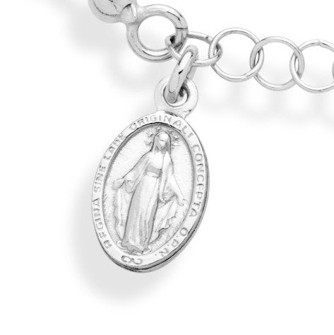 Miabella Italian 925 Sterling Silver Rosary Bead Chain Bracelet for Women - style: Length 7 to 8 Inch