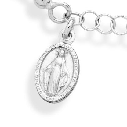 Miabella Italian 925 Sterling Silver Rosary Bead Chain Bracelet for Women - style: Length 7 to 8 Inch
