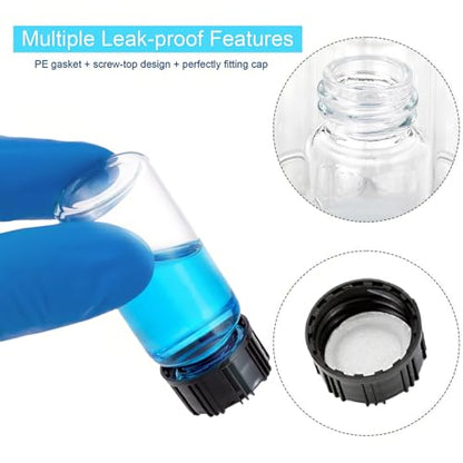 10 Pack 10ml Clear Small Glass Bottles with Plastic Screw Caps - color: clear, size: 10ml