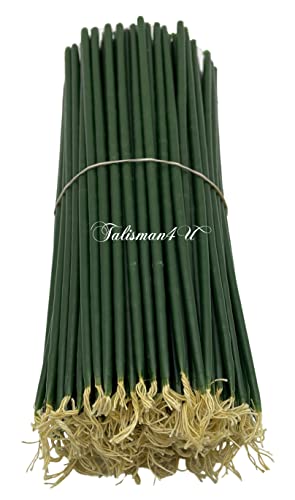 TALISMAN4U 50 Green Beeswax Taper Prayer Candles 11inch Holy Land Jerusalem - color: Green
