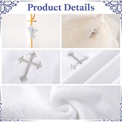 Baptism Candle Set for Boy Girls - Baptism Kit Include Baptismal Candles, Towel and Shell. Vela para Bautizo, Christening Set Velas para Bautizo De Niño Baptismal Kit Gifts (Silver) - color: Silver