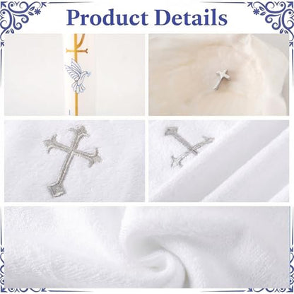 Baptism Candle Set for Boy Girls - Baptism Kit Include Baptismal Candles, Towel and Shell. Vela para Bautizo, Christening Set Velas para Bautizo De Niño Baptismal Kit Gifts (Silver) - color: Silver