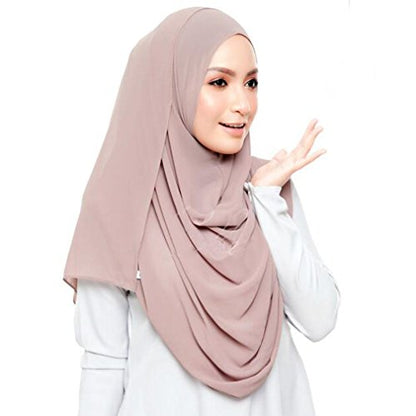 LMVERNA Solid Color Bubble Chiffon Scarf for Women Fashion Soft Hijab Long Scarfs Wrap Scarves - color: Light Khaki