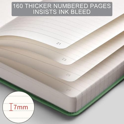 AHGXG Lined Journal Notebook, 320 Numbered Pages, A5 (5.75'' X 8.38'') - color: Light Green, size: A5