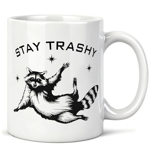 Funny Stay Trashy Raccoon Meme Mug 11 oz, Raccoon Lover Gifts Coffee Cups Ceramic, Humorous Trash Panda Ceramic Mug for Coffee Tea Hot Cocoa Home Office Work - color: 05Child