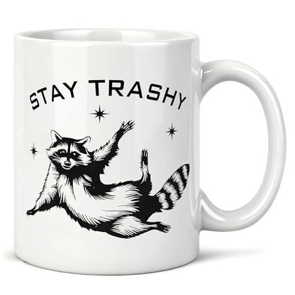 Funny Stay Trashy Raccoon Meme Mug 11 oz, Raccoon Lover Gifts Coffee Cups Ceramic, Humorous Trash Panda Ceramic Mug for Coffee Tea Hot Cocoa Home Office Work - color: 05Child