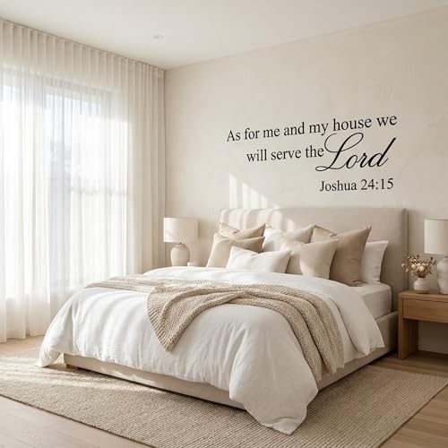 Picniva As for Me and My House Wall Decal 8x20 Christian Scripture Art - color: Black, size: 8'' X 20''