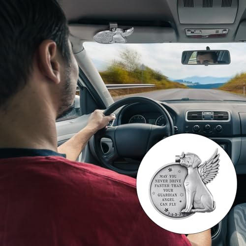 Shimeyao 2 Pcs Christian Guardian Dog Angel Visor Clip Car Visor Clip