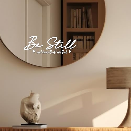 Set 2 Pcs Be Still and Know That I am God Rearview Mirror Decal Funny Christian Bible Verse Sticker Water Bottle Window Vinyl Waterproof 3,5x1,2 inch Car Decals for Friend Coworker Dad Mom - color: Be Still and Know That I Am God