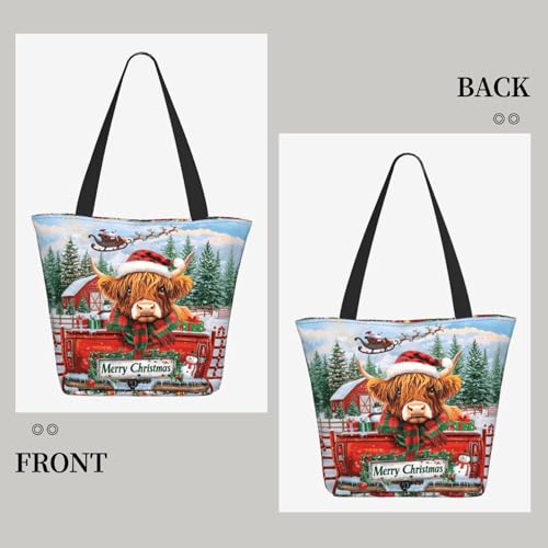 Funny Christian Tote Bags For Women With Zipper Christian Gifts For Work Gym Travel Beach Women With Large Capacity - color: Christmas