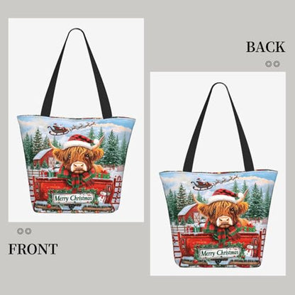 Funny Christian Tote Bags For Women With Zipper Christian Gifts For Work Gym Travel Beach Women With Large Capacity - color: Christmas