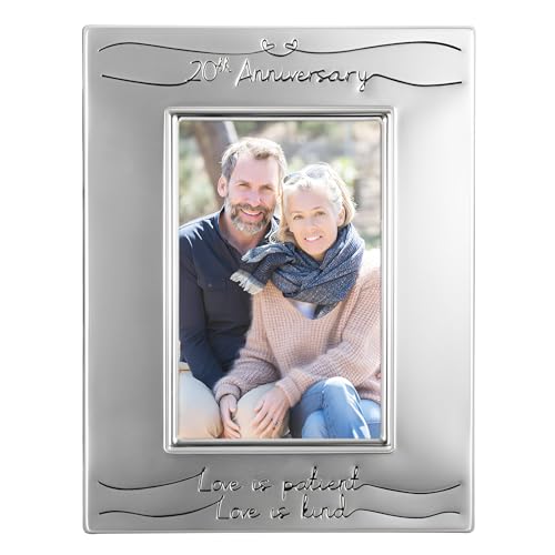 Haysom Interiors Beautiful Two Tone Silver Plated 20th Anniversary 4" x 6" Picture Frame with Black Velvet | Unique and Thoughtful Gift Idea by Happy Homewares - size: 20th Anniversary