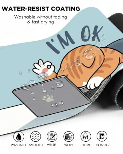 Mouse Pad, Desk Mat, 31.5x11.8in Large Mousepad, I'm OK - color: I'M OK