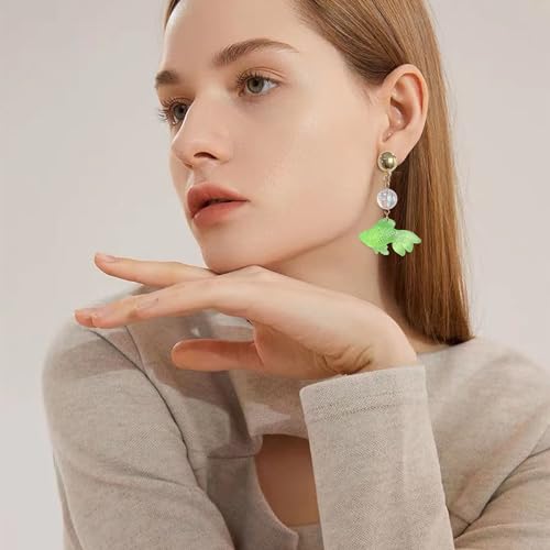 Goldfish Shape Resin Dangle Earrings Handmade Colorful Goldfish Drop Earring Stud for Women - color: Green