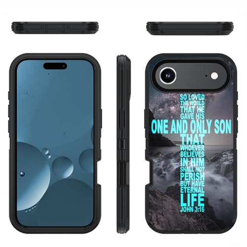 for iPhone 17 Air Case, Military Grade Heavy Duty 3-Layer Shockproof Drop Full-Body Protective Phone Cover for iPhone 17 Air (6.6" 2025), Christian Cross Bible Verse Quote John 3:16 - color: Christian Cross Bible Verse Quote John 3:16, size: iPhone 17 Air