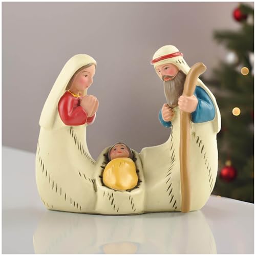 Holy Family Statue Catholic, Small Resin Nativity Figurine, 2.56 Inch