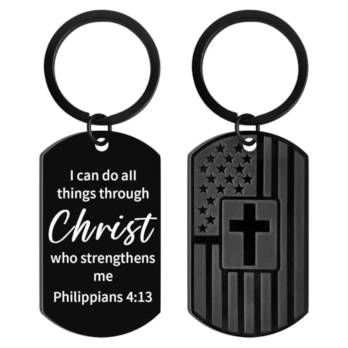 AXEN Christian Gifts for Men, Religious Keychain with Bible Verse Scripture for Dad, Son, Brother, Boyfriend - color: Style 3