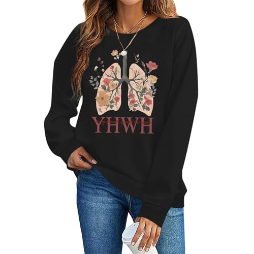 Christian Jesus Sweatshirts for Women YHWH God Bible Verse Sweatshirt Faith Long Sleeve Shirts Religious Pullover - color: Black, size: Medium