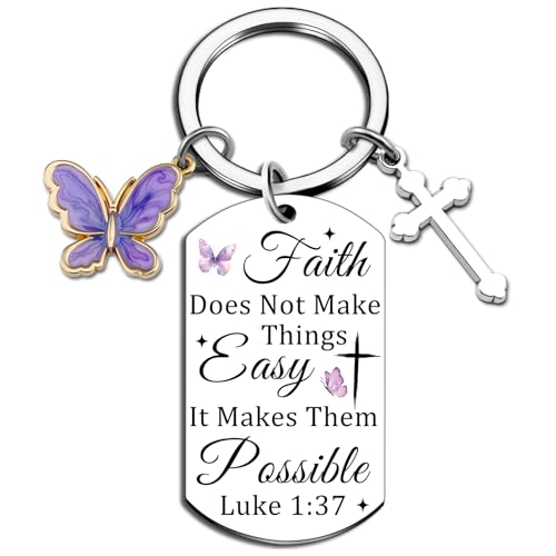 Christian Gift for Women Inspirational Cross Keychain Faith Gift for Sister