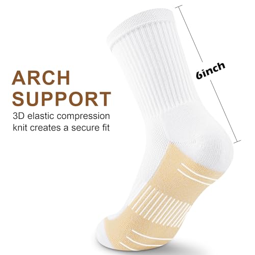 cuangya Women Crew Socks Athletic Cushioned Running Hiking 3-5 Pairs - color: 5 Pairs Spliced Tan, size: 5-8