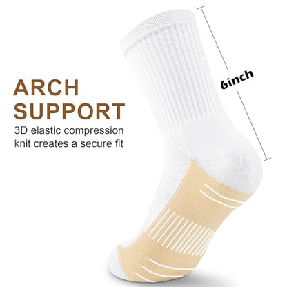 cuangya Women Crew Socks Athletic Cushioned Running Hiking 3-5 Pairs - color: 5 Pairs Spliced Tan, size: 5-8