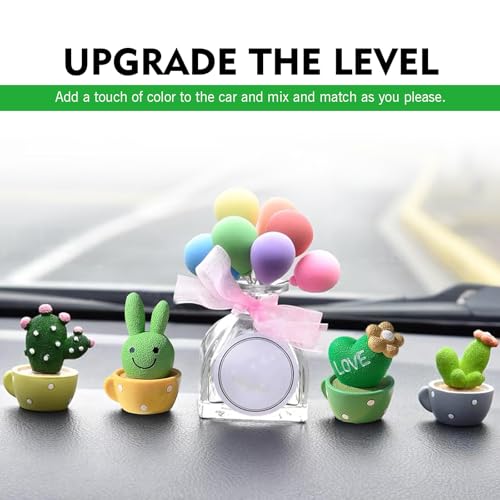 4 PCS Cute Mini Cactus Figurines, Car Dashboard Decorations, Resin Cactus Accessories, Universal Plant Decoration Accessories for Most Cars (Green)