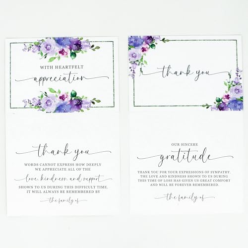 Funeral Thank You Cards with Envelopes Message Inside