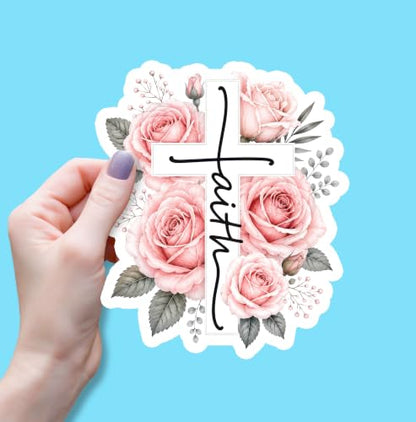 (3PCS) Faith Cross Bible Sticker, Christian Faith Religious Bible Verse Jesus Sticker, Waterproof Vinyl Sticker Decals for Books Laptops Phone Water Bottles Tumbler Cup Kindle 3x2.2 Inch