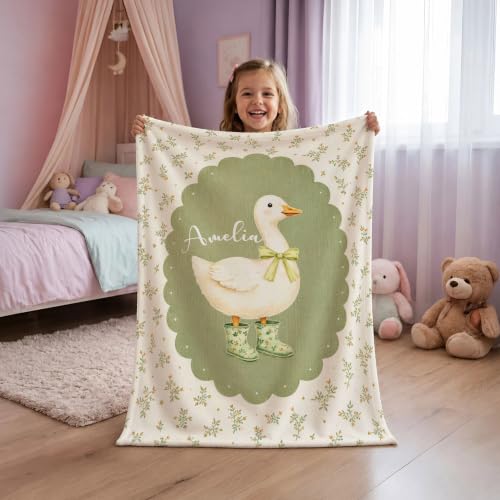 Personalized Goose Baby Blanket, Custom Name Nursery Throw Gift - color: #Ver1