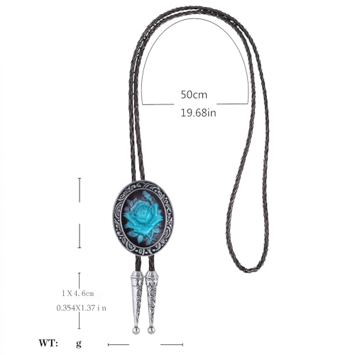 GelConnie Bolo Tie for Women Heart Cowboy Necktie Flower Gothic Mens Bolo Ties Bolero Necklace Red Western Ties for Men - color: Blue Western Tie