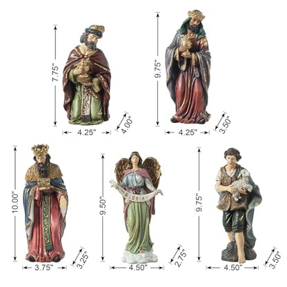 Glitzhome Nativity Set nacimiento de Jesus para Navidad Sets of 12 Nativity Figurines Sets for Christmas Indoor 10" H, Resin Xmas Nativity Statues Collectibles Figurines Xmas Nativity Scene Figures - color: Nativity Figurine Sets