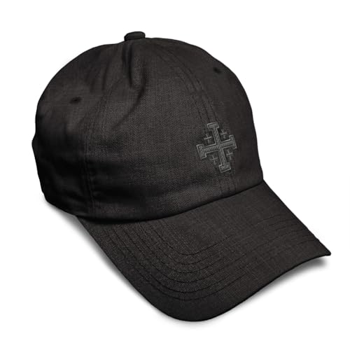 Custom Soft Baseball Cap Jerusalem Cross Crusader Jesus Christ God - color: Dark Denim Design Only