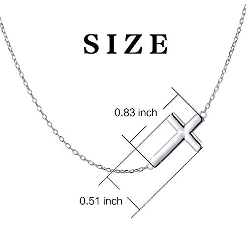 DAOCHONG S925 Sterling Silver Sideways Cross Choker Necklace 14+4 Inch - color: 1Silver