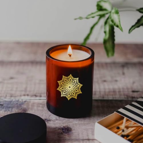 9Pcs Golden Self Adhesive Stickers 4cmx4cm Flower Metal Decal Mandala Waterproof Decorate Sticker for Scrapbooks DIY Resin Crafts Phone Water Bottle Decoration - style: mandala