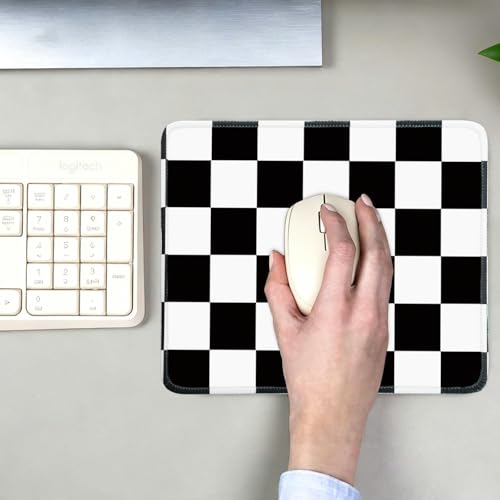 Mouse Pad for Desk with Stitched Edge, Premium Cute Washable Mouse Pads. Computer Mousepad with Non-Slip Rubber Base, Mousepads for Laptop, 9.25x7.75x0.12 inch (Checker Grid) - color: Checker Grid