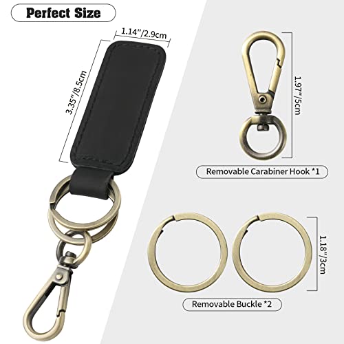 Jack&Chris Genuine Leather Car Keychain, Universal Key Fob Keychain, Leather Key Chain Holder for Men and Women, JC306 - color: Black