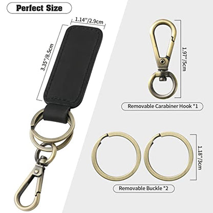 Jack&Chris Genuine Leather Car Keychain, Universal Key Fob Keychain, Leather Key Chain Holder for Men and Women, JC306 - color: Black