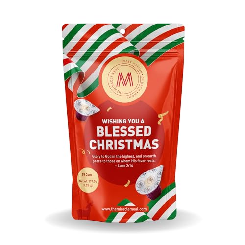 Christmas Edition Communion Cups | The Miracle Meal – 25 Pre-Filled Cups with Juice & Wafer | Celebrate Faith & Joy