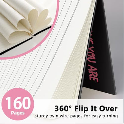LIANGW Christian Prayer Journal Pink Bow Notebook Gifts for Teen Girls Kids - color: God Says You Are - Black