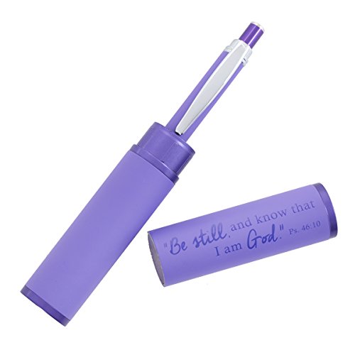 Christian Art Gifts Purple Ballpoint Pen with Psalm 46:10 Verse Reference - style: Be Still