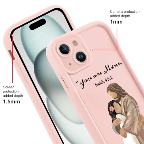 for iPhone 15 6.1'' Cute Bible Verse Hug Phone Case - color: Pink-You Are Mine, size: iPhone 15