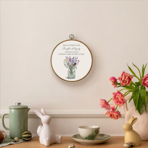 LERJZEFUH Inspirational Christian Round Wall Art Framed 10x10 Inch - color: Verse 04