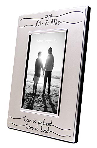 Haysom Interiors Beautiful Two Tone Silver Plated Mr & Mrs 4" x 6" Picture Frame with Black Velvet | Unique and Thoughtful Gift Idea by Happy Homewares - size: Mr & Mrs