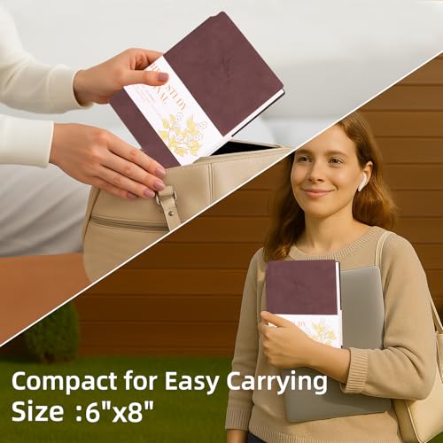 XKDOUS Leather 8.6" Bible Study Journal, Bible Notebook for Women, Purple - color: Gray Purple