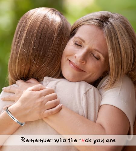 TONY & SANDY Cuff Bracelets for Women Teen Girls Best Friend Sister Mom Daughter Granddaughter Easter Birthday Mother's Day Christmas Stocking Stuffers for Teen Girls Women Jewelry - style: 1 - Remember who the f you are bracelet