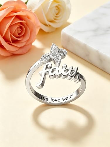 Dorunmo Adjustable Open Rings 925 Sterling Silver Cute Animal Rings for Women Vintage Jewelry Gifts - style: Faith