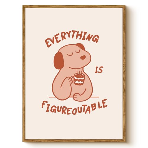 WHASAYART Everything is Figureoutable Funny Dog Quote Framed Wall Art 12x16 - color: Figureoutable