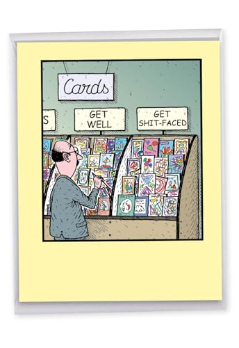 NobleWorks Jumbo Get Well Greeting Card w/Envelope Cartoon Humor J9745 - style: Get Well